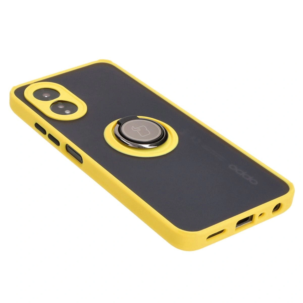 Kryt Bizon Case Hybrid Ring Oppo A38 4G smoky with a yellow frame