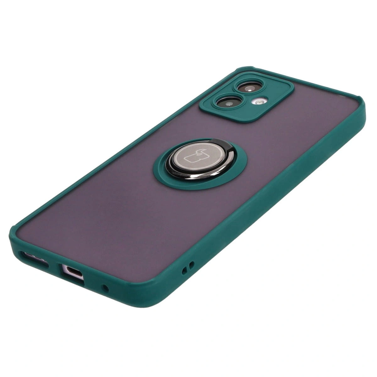 Kryt Bizon Case Hybrid Ring Motorola Moto G14 smoky with a dark green frame