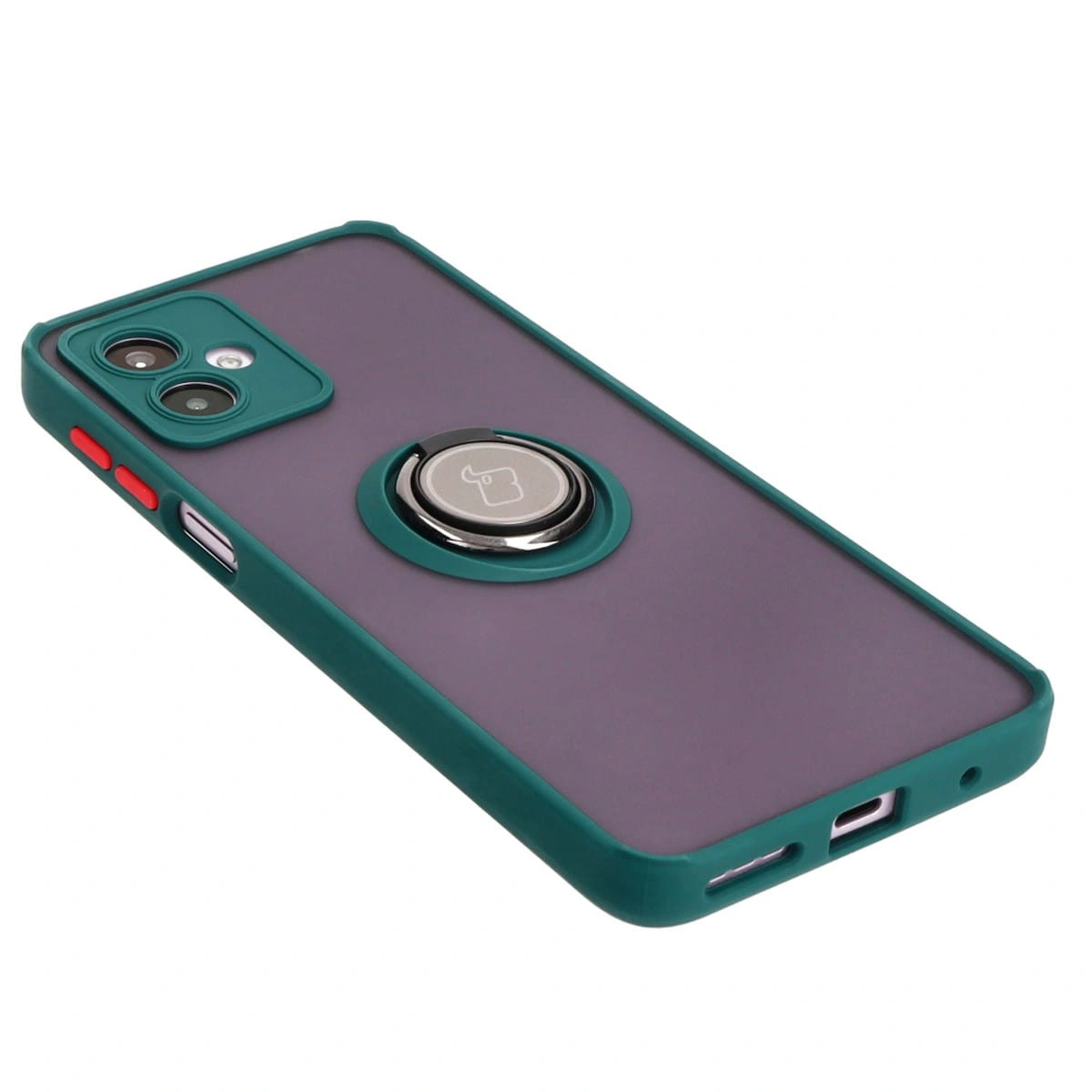 Kryt Bizon Case Hybrid Ring Motorola Moto G14 smoky with a dark green frame