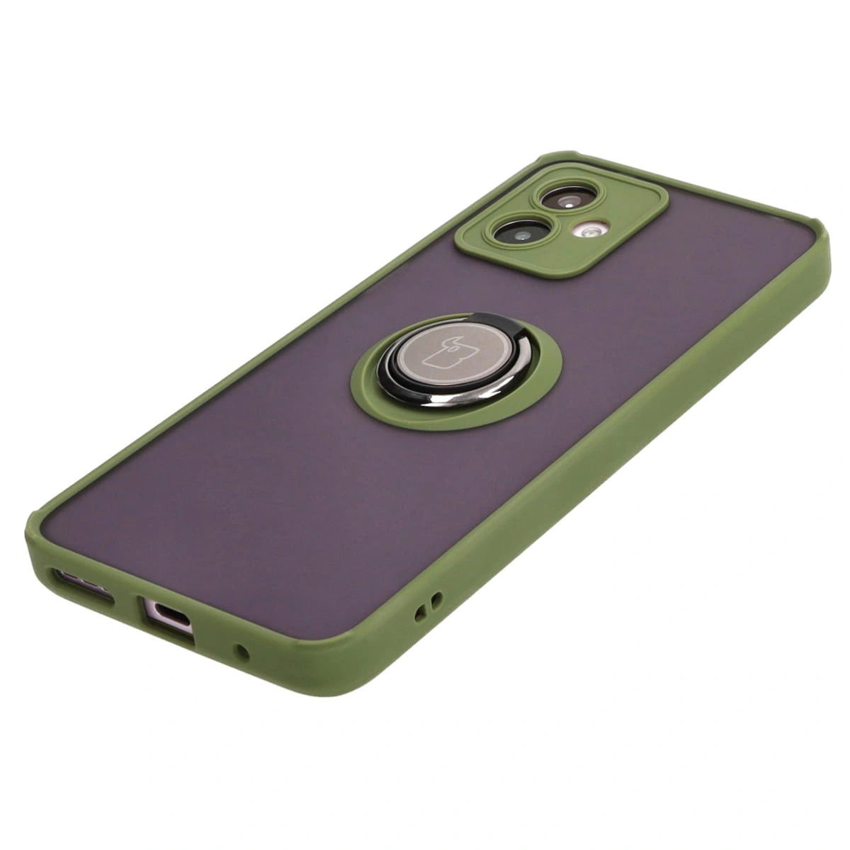Kryt Bizon Case Hybrid Ring Motorola Moto G14 smoky with a green frame
