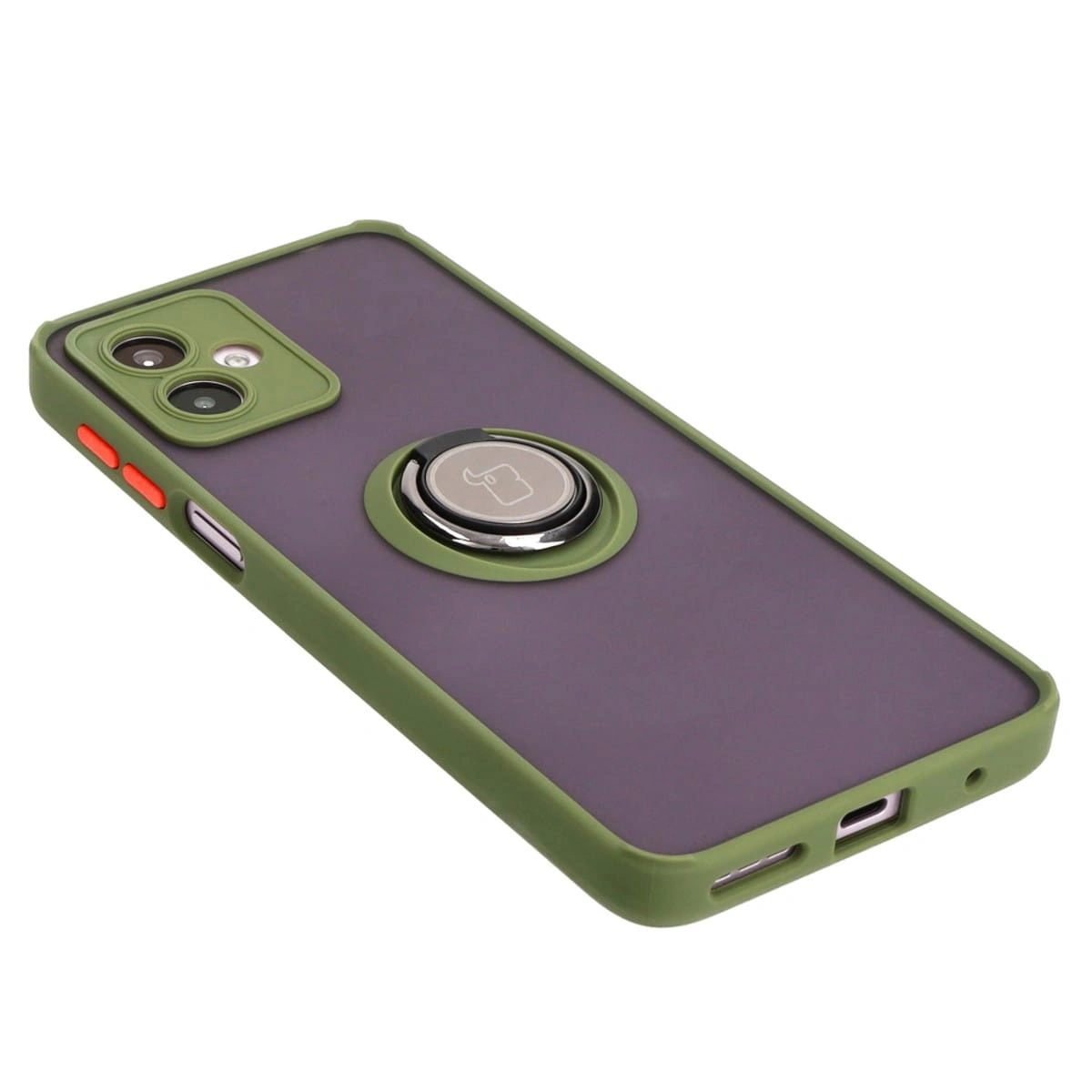 Kryt Bizon Case Hybrid Ring Motorola Moto G14 smoky with a green frame