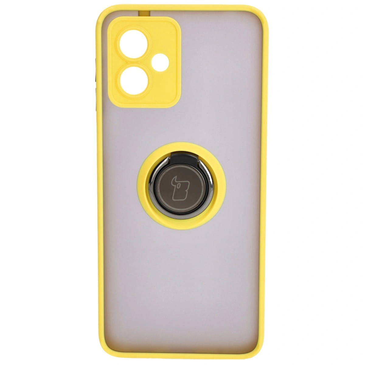 Kryt Bizon Case Hybrid Ring Motorola Moto G14 smoky with a yellow frame