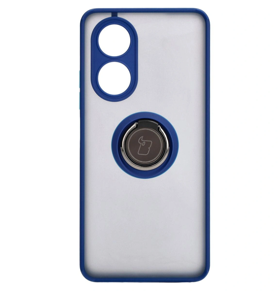 Kryt Bizon Case Hybrid Ring Oppo A58 4G smoky with a navy blue frame
