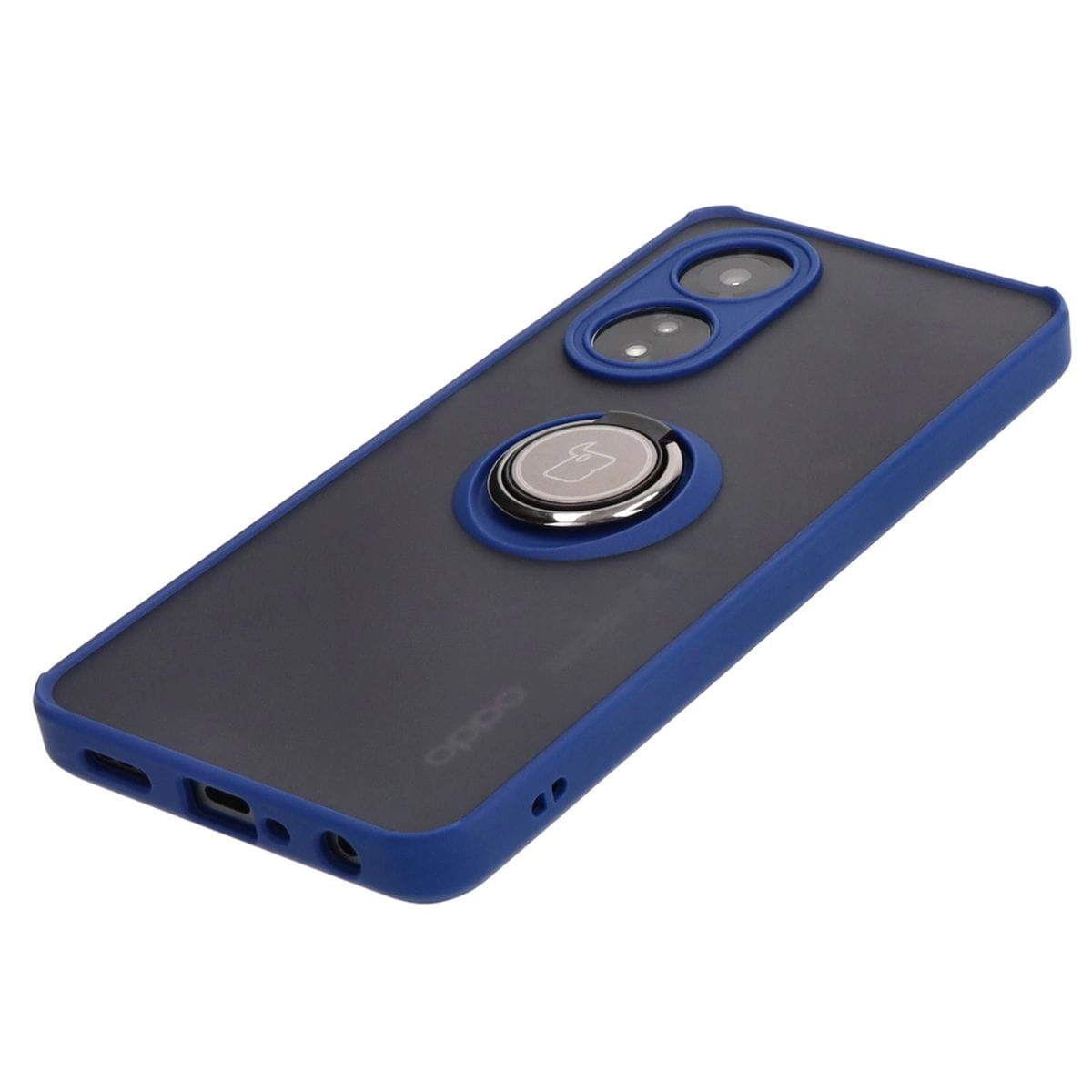 Kryt Bizon Case Hybrid Ring Oppo A58 4G smoky with a navy blue frame