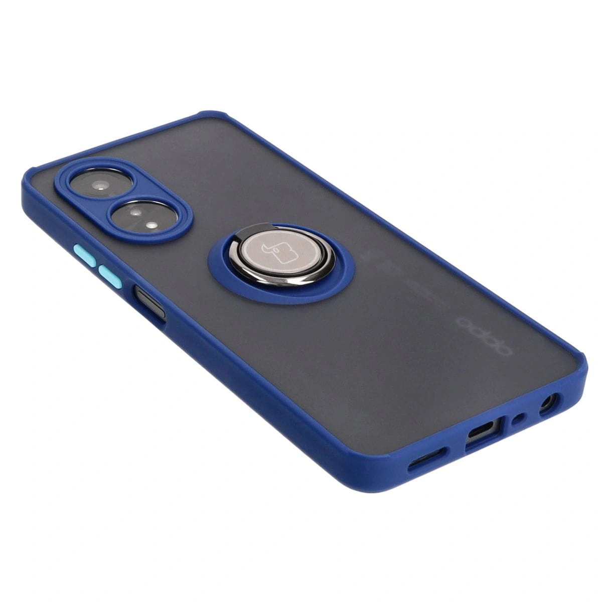 Kryt Bizon Case Hybrid Ring Oppo A58 4G smoky with a navy blue frame