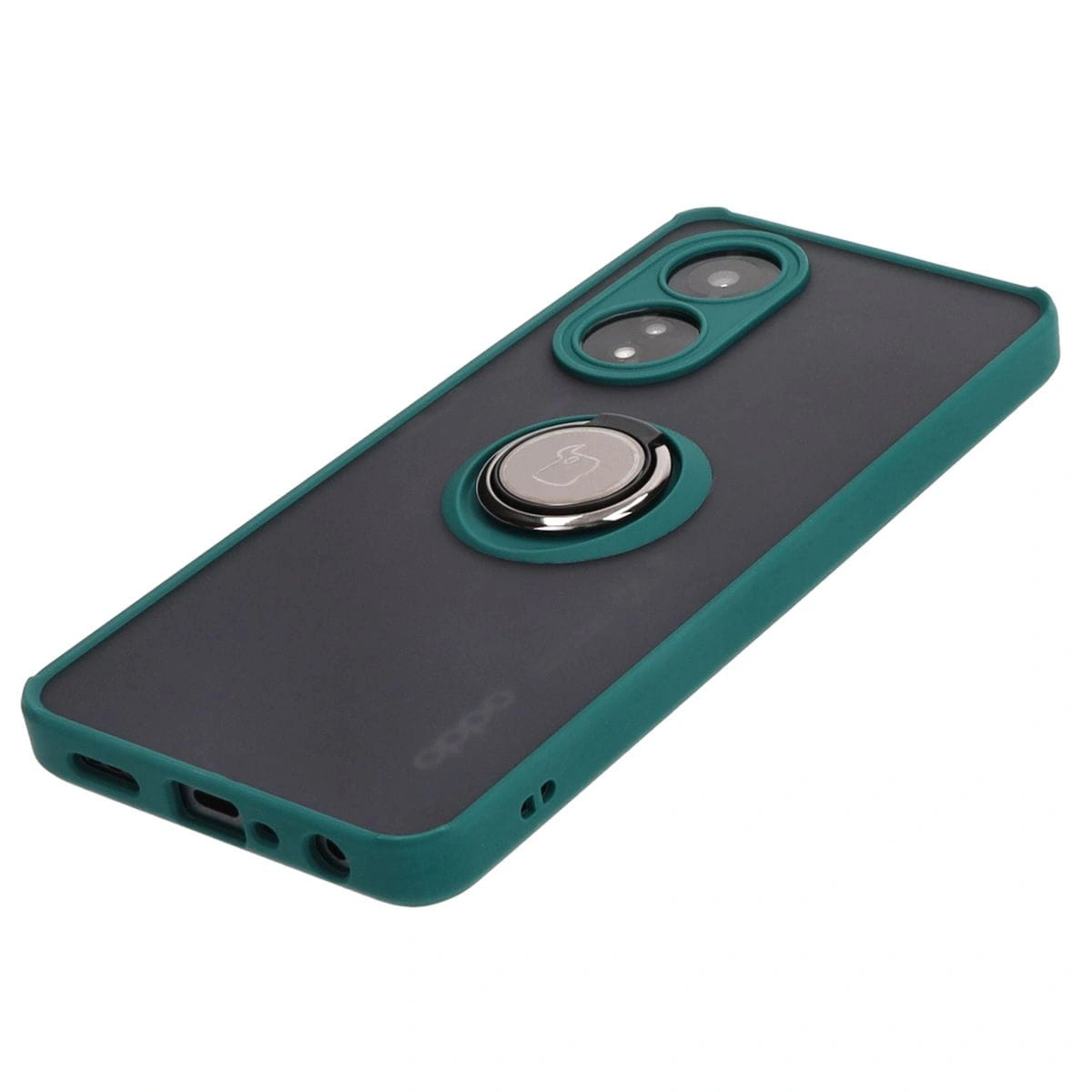 Kryt Bizon Case Hybrid Ring Oppo A58 4G smoky with a dark green frame