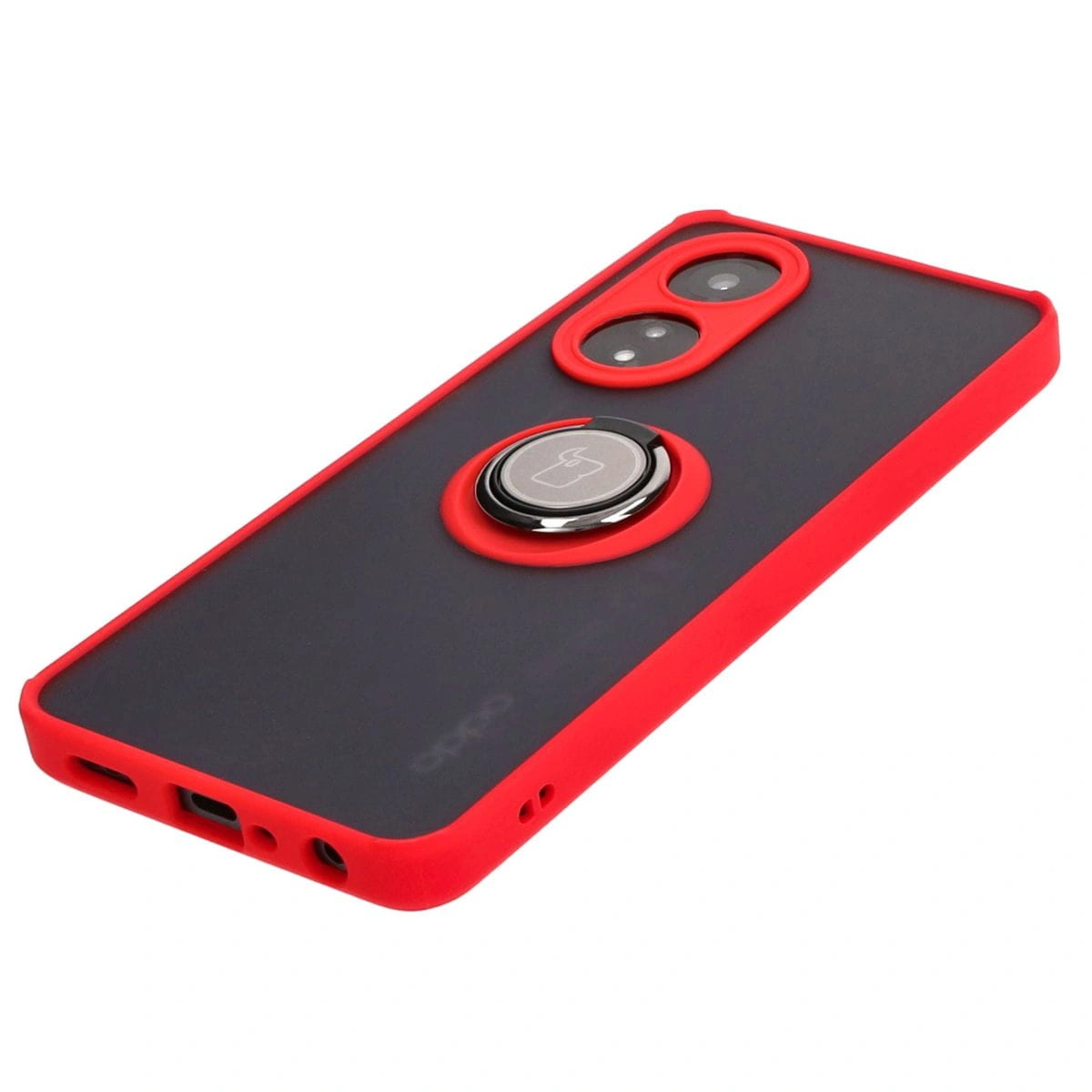 Kryt Bizon Case Hybrid Ring Oppo A58 4G smoky with a red frame