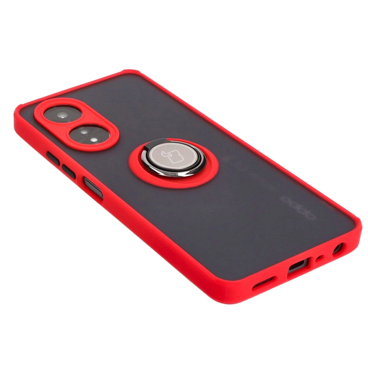 Kryt Bizon Case Hybrid Ring Oppo A58 4G smoky with a red frame
