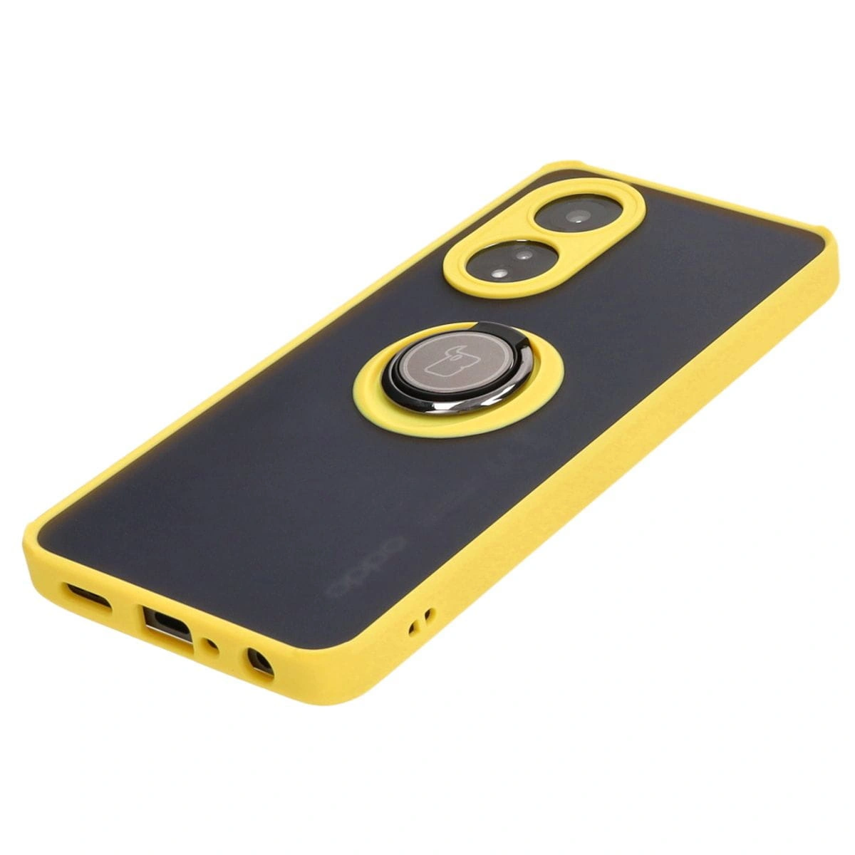 Kryt Bizon Case Hybrid Ring Oppo A58 4G smoky with a yellow frame