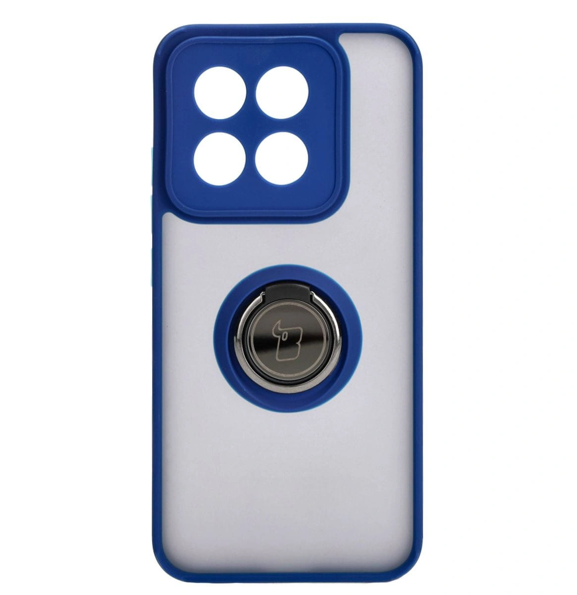 Kryt Bizon Case Hybrid Ring Xiaomi 14 smoky with a navy blue frame