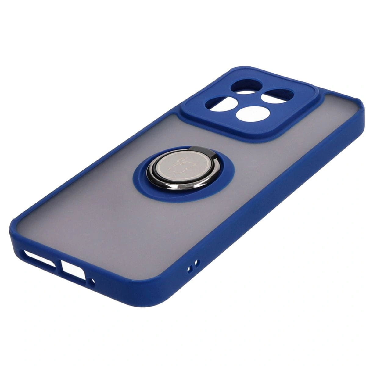 Kryt Bizon Case Hybrid Ring Xiaomi 14 smoky with a navy blue frame