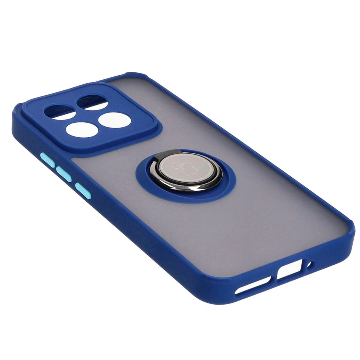 Kryt Bizon Case Hybrid Ring Xiaomi 14 smoky with a navy blue frame