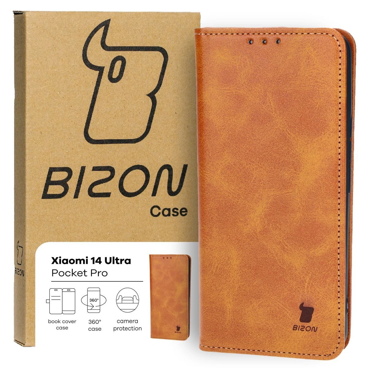 Knížkové pouzdro Bizon Case Pocket Pro Xiaomi 14 Ultra brown
