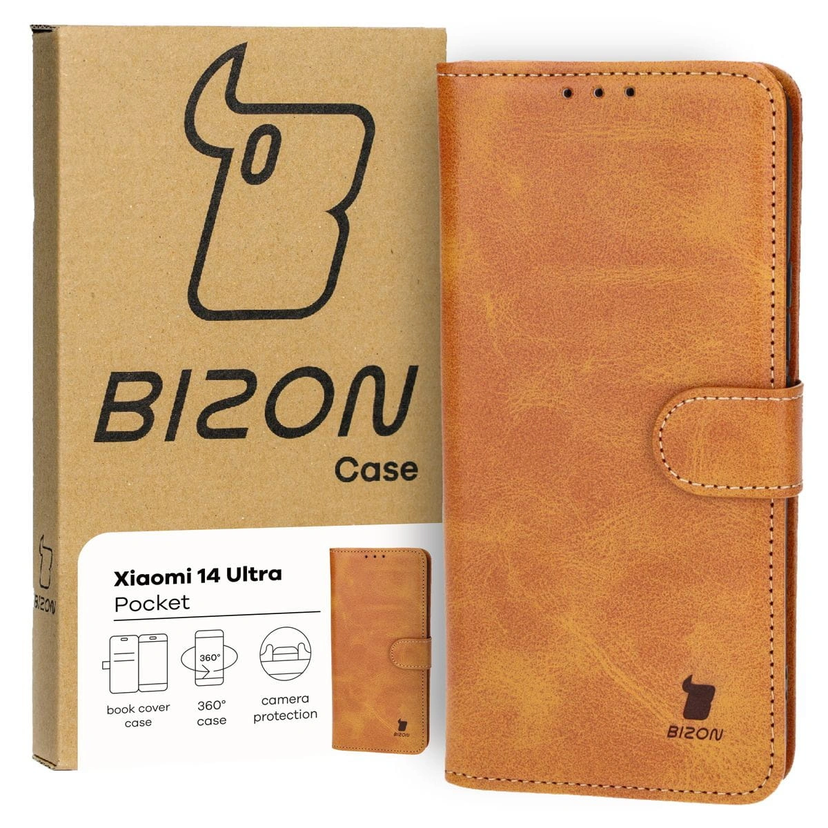Kryt Bizon Case Pocket Xiaomi 14 Ultra brown