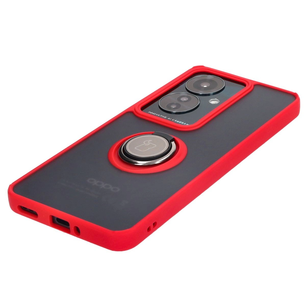 Kryt Bizon Case Hybrid Ring Oppo Reno11 F 5G smoky with a red frame