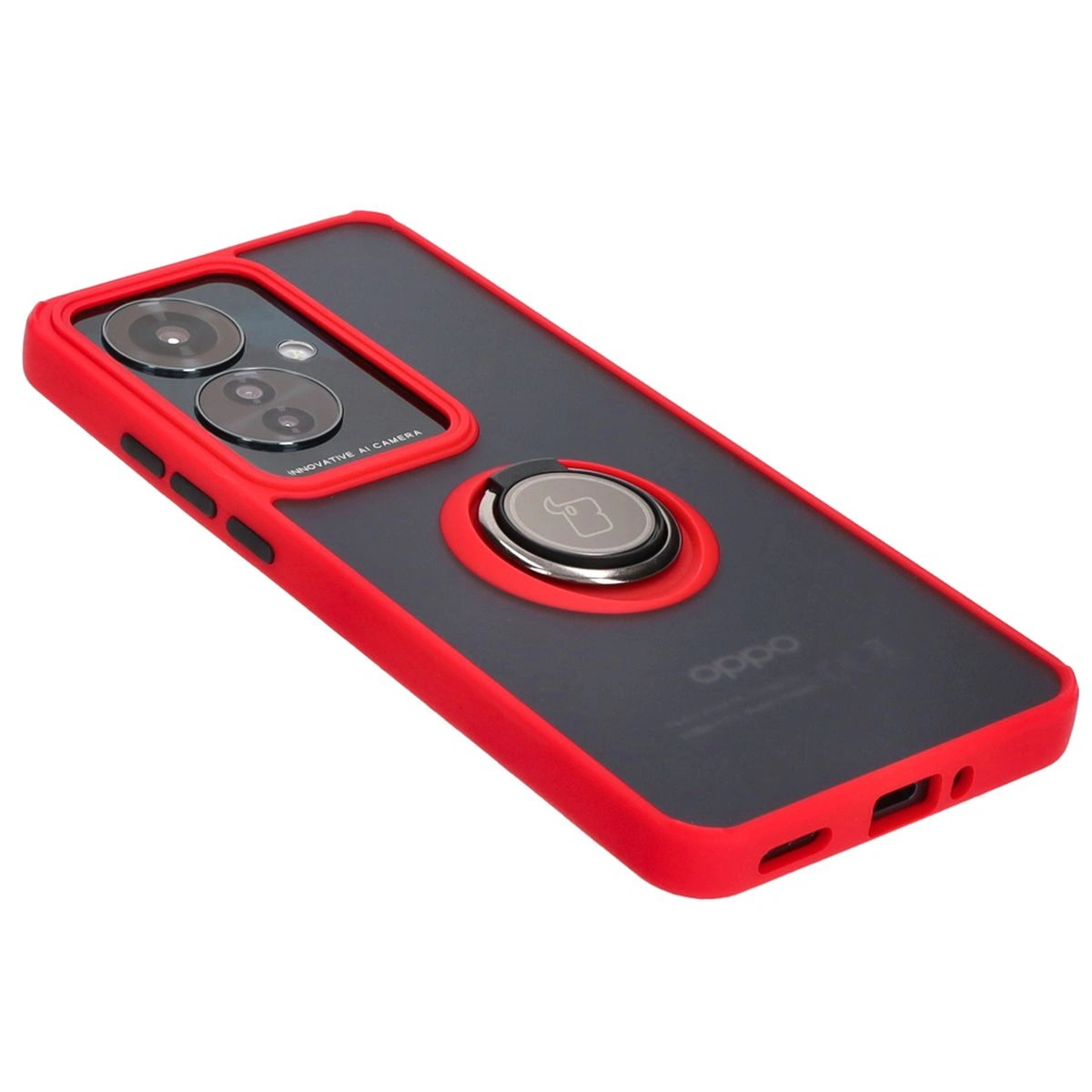 Kryt Bizon Case Hybrid Ring Oppo Reno11 F 5G smoky with a red frame