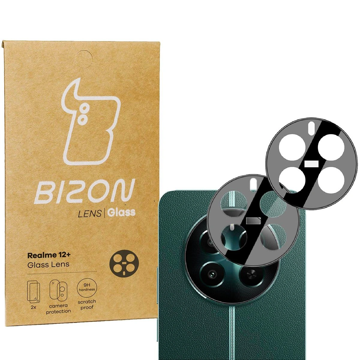 Ochranné sklo Bizon Glass Lens Realme 12+ [2 PACK]