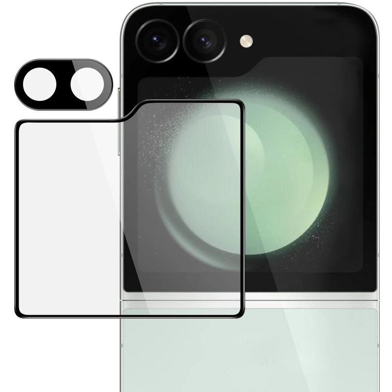 Ochranné sklo Bizon Glass Lens camera glass + outer screen glass Samsung Galaxy Z Flip 6 / 7 FE [2 PACK]