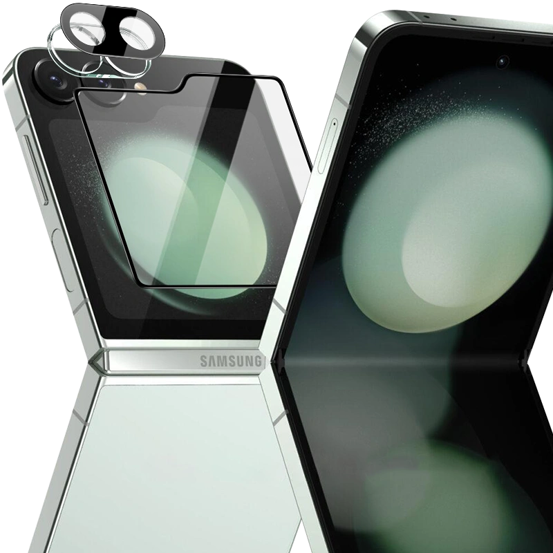 Ochranné sklo Bizon Glass Lens camera glass + outer screen glass Samsung Galaxy Z Flip 6 / 7 FE [2 PACK]