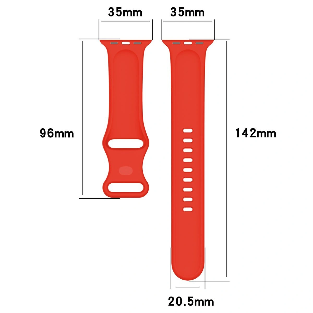 Bizon Strap Watch Silicone Apple Watch 44/45/46/49 mm red