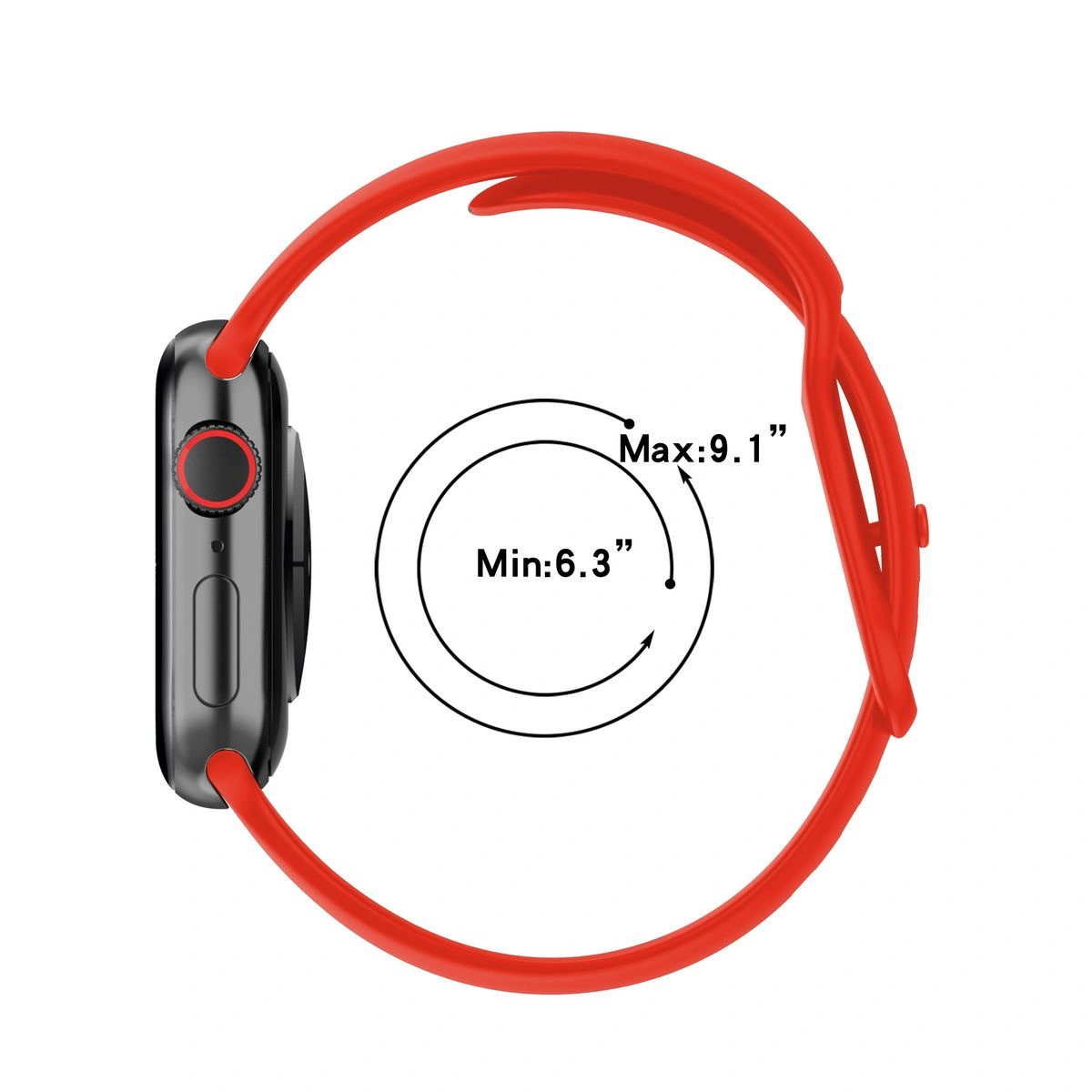 Bizon Strap Watch Silicone Apple Watch 44/45/46/49 mm red