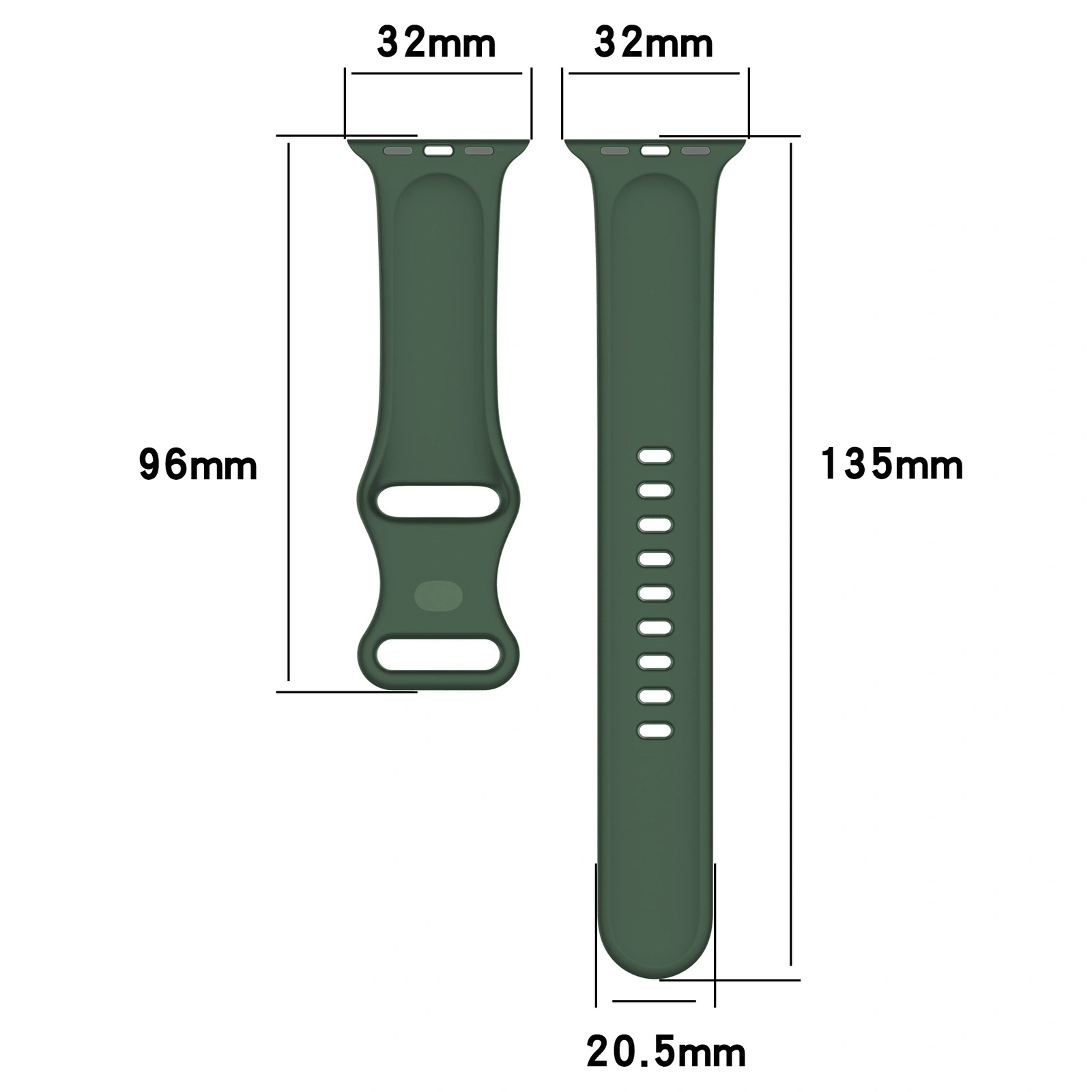 Bizon Strap Watch Silicone Apple Watch 38/40/41/42 mm dark green
