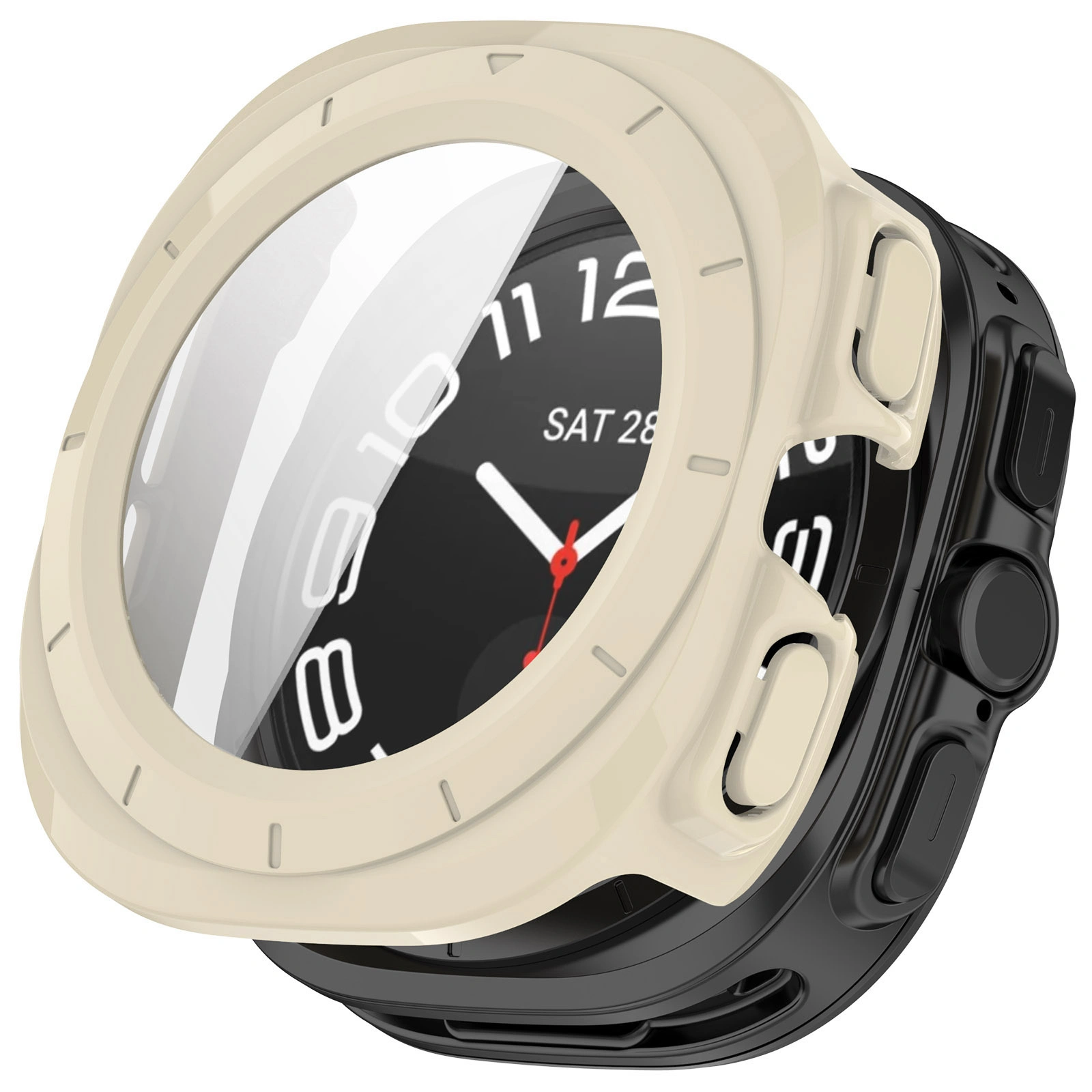 Kryt Bizon Case+Glass Watch Samsung Galaxy Watch Ultra 47 mm beige