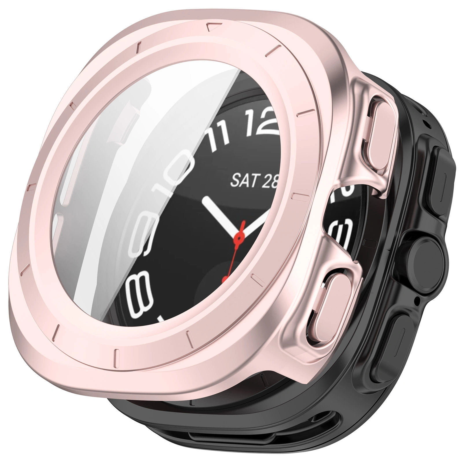 Kryt Bizon Case+Glass Watch Samsung Galaxy Watch Ultra 47 mm satin pink