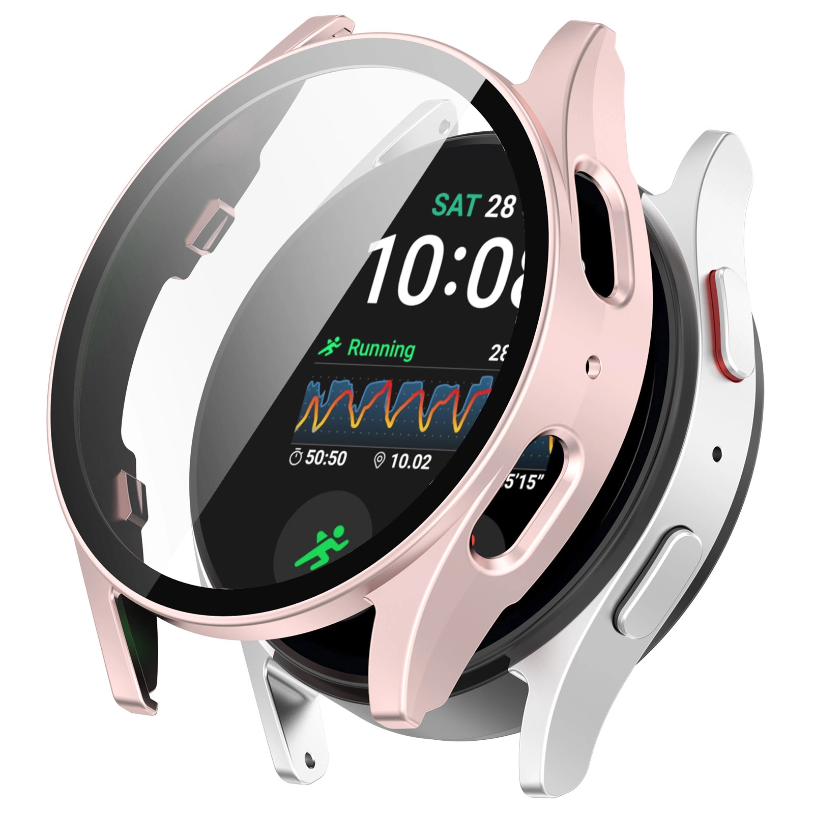 Kryt Bizon Case+Glass Watch Samsung Galaxy Watch 7 40 mm satin pink