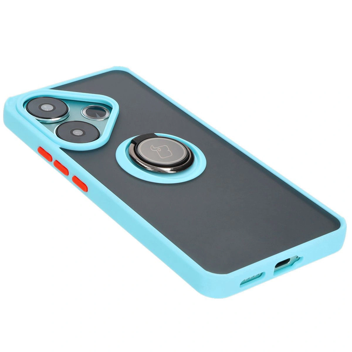 Kryt Bizon Case Hybrid Ring Xiaomi Poco F6 smoky with a light blue frame