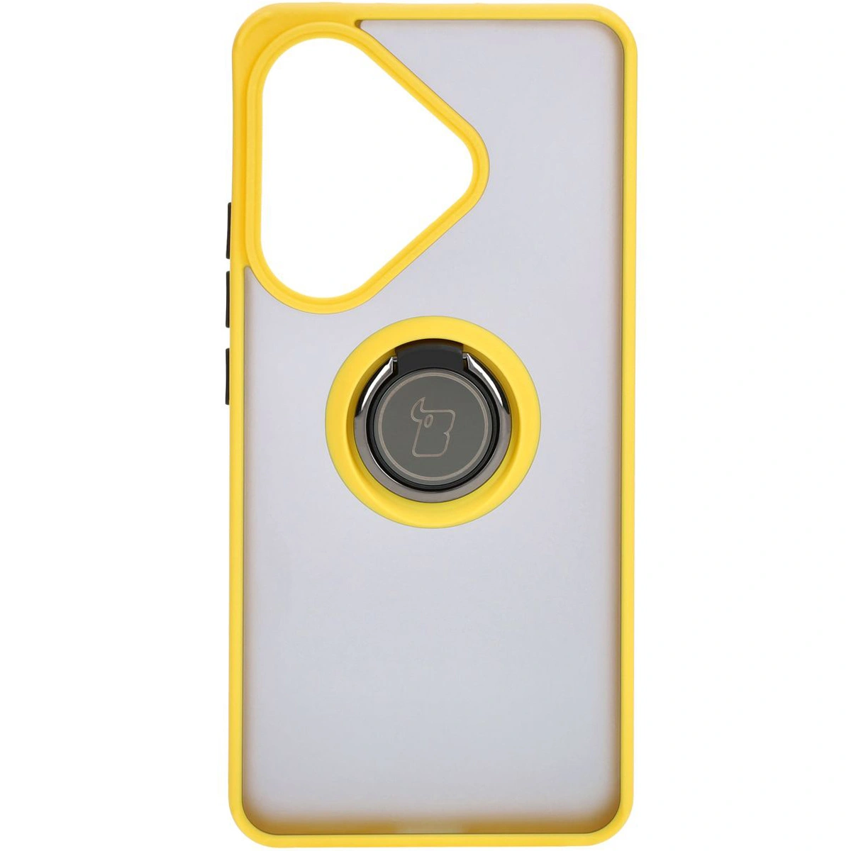 Kryt Bizon Case Hybrid Ring Xiaomi Poco F6 smoky with a yellow frame