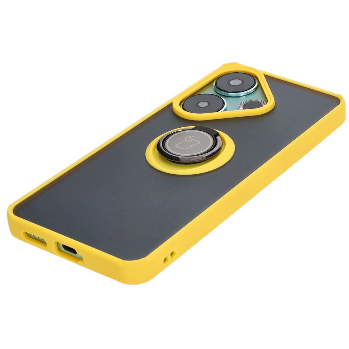 Kryt Bizon Case Hybrid Ring Xiaomi Poco F6 smoky with a yellow frame