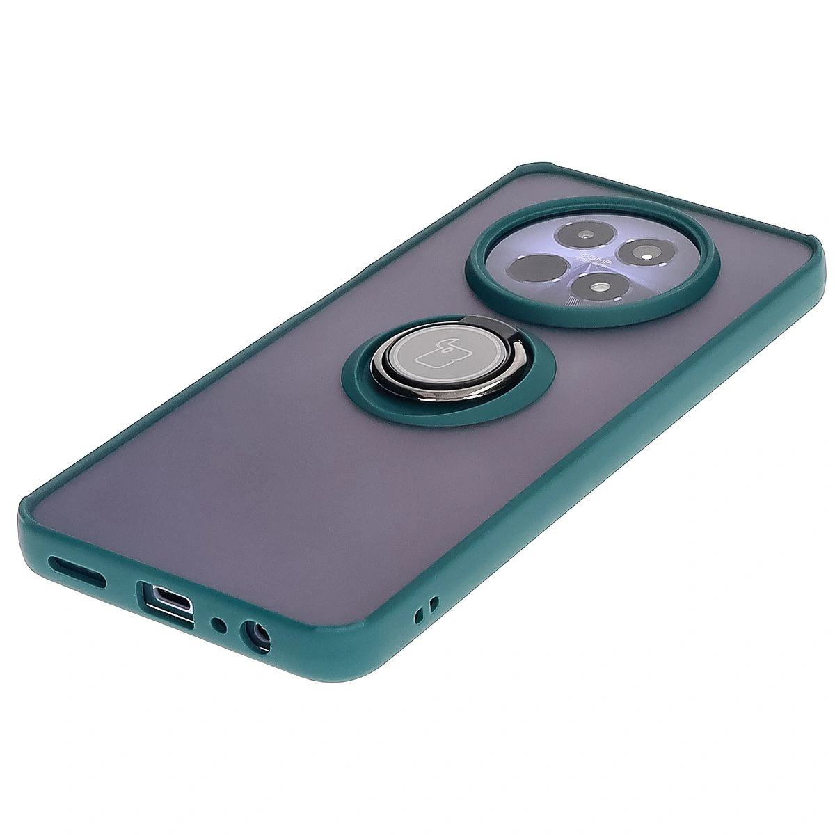 Kryt Bizon Case Hybrid Ring Realme 12 / 12x smoky with a dark green frame