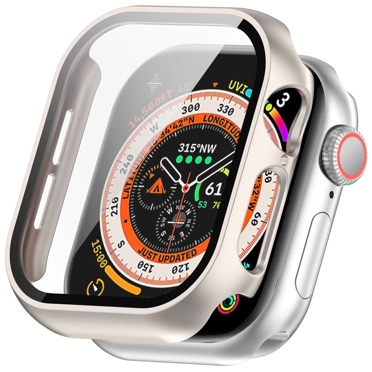Bizon Case+Glass Watch Apple Watch 10 / 11 46mm champagne