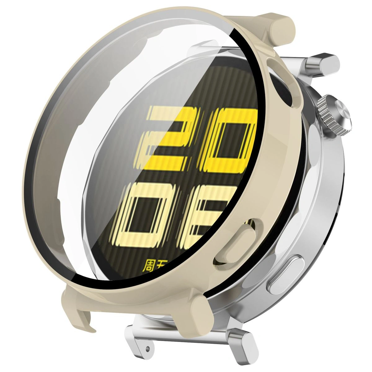 Kryt Bizon Case+Glass Watch Huawei Watch GT 5 Pro 42 mm beige