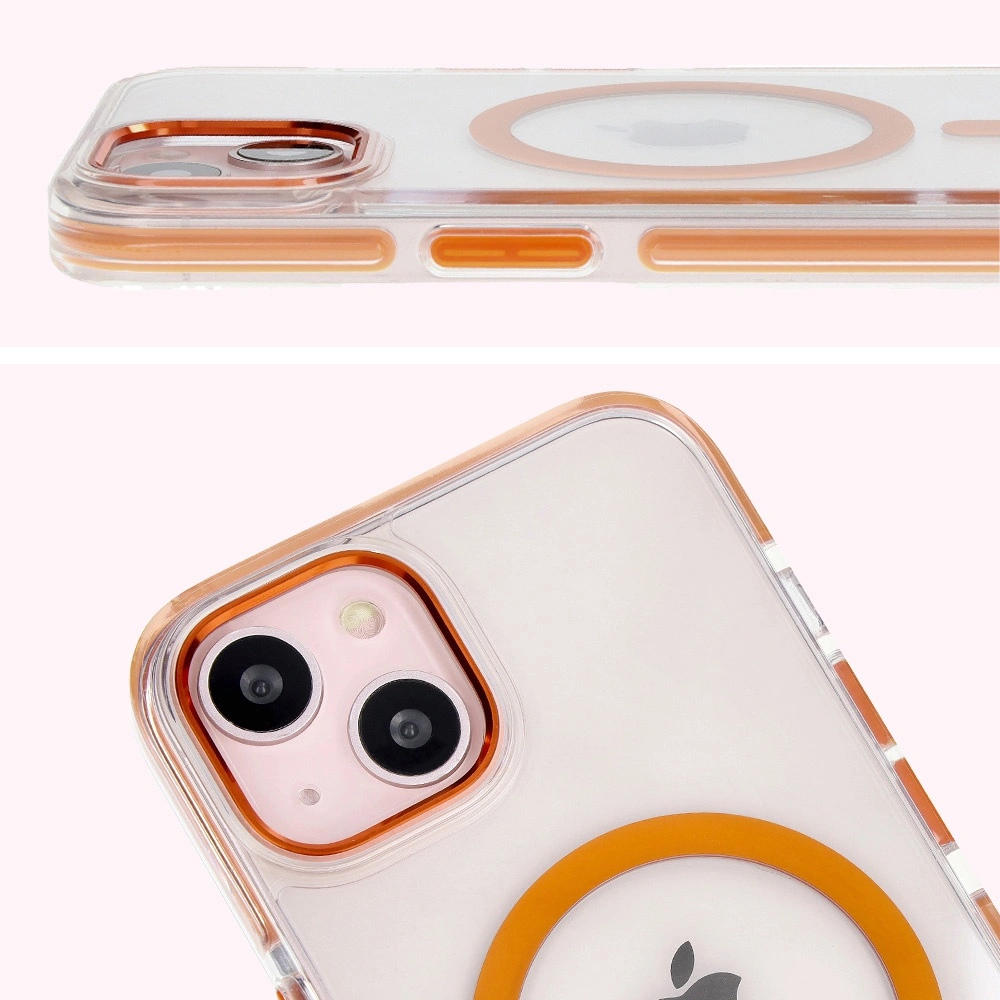 Kryt Bizon Case Marco Apple iPhone 14 / Apple iPhone 13 clear with orange frame