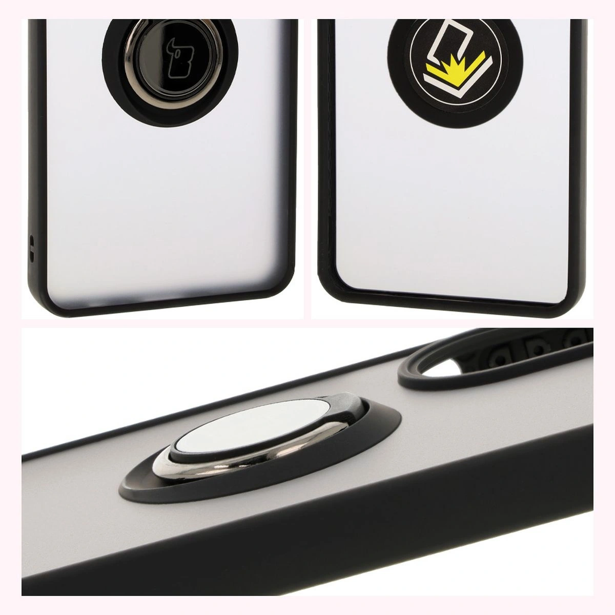 Kryt Bizon Case Hybrid Ring Oppo A60 4G smoky with a black frame