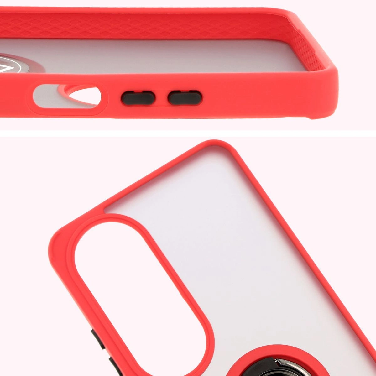 Kryt Bizon Case Hybrid Ring Oppo A60 4G smoky with a red frame
