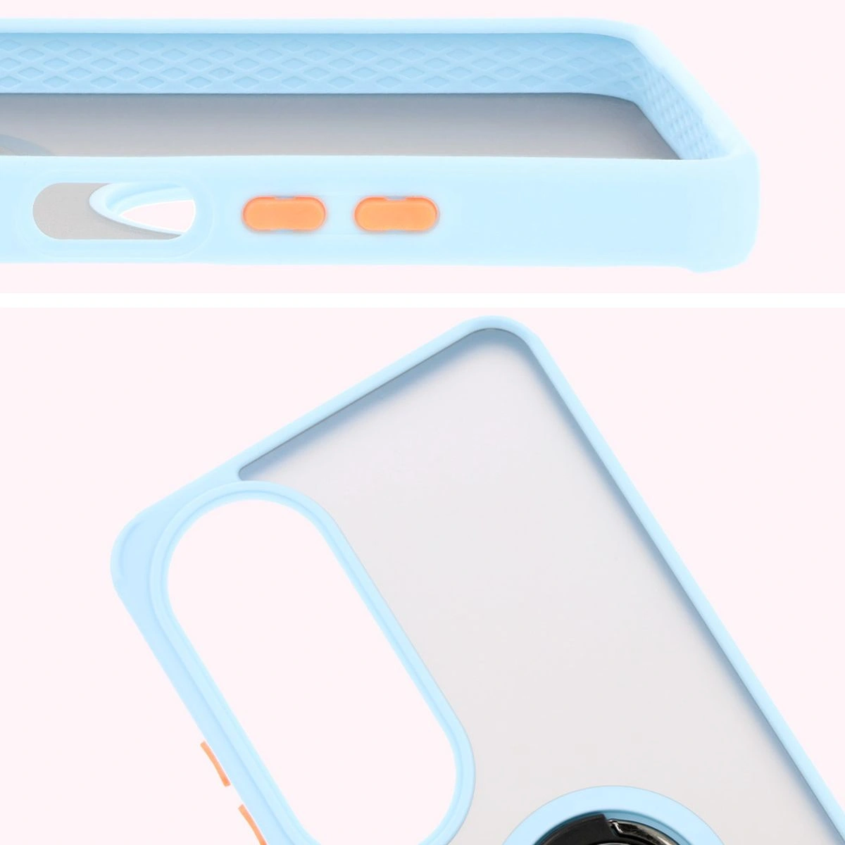 Kryt Bizon Case Hybrid Ring Oppo A60 4G smoky with a light blue frame