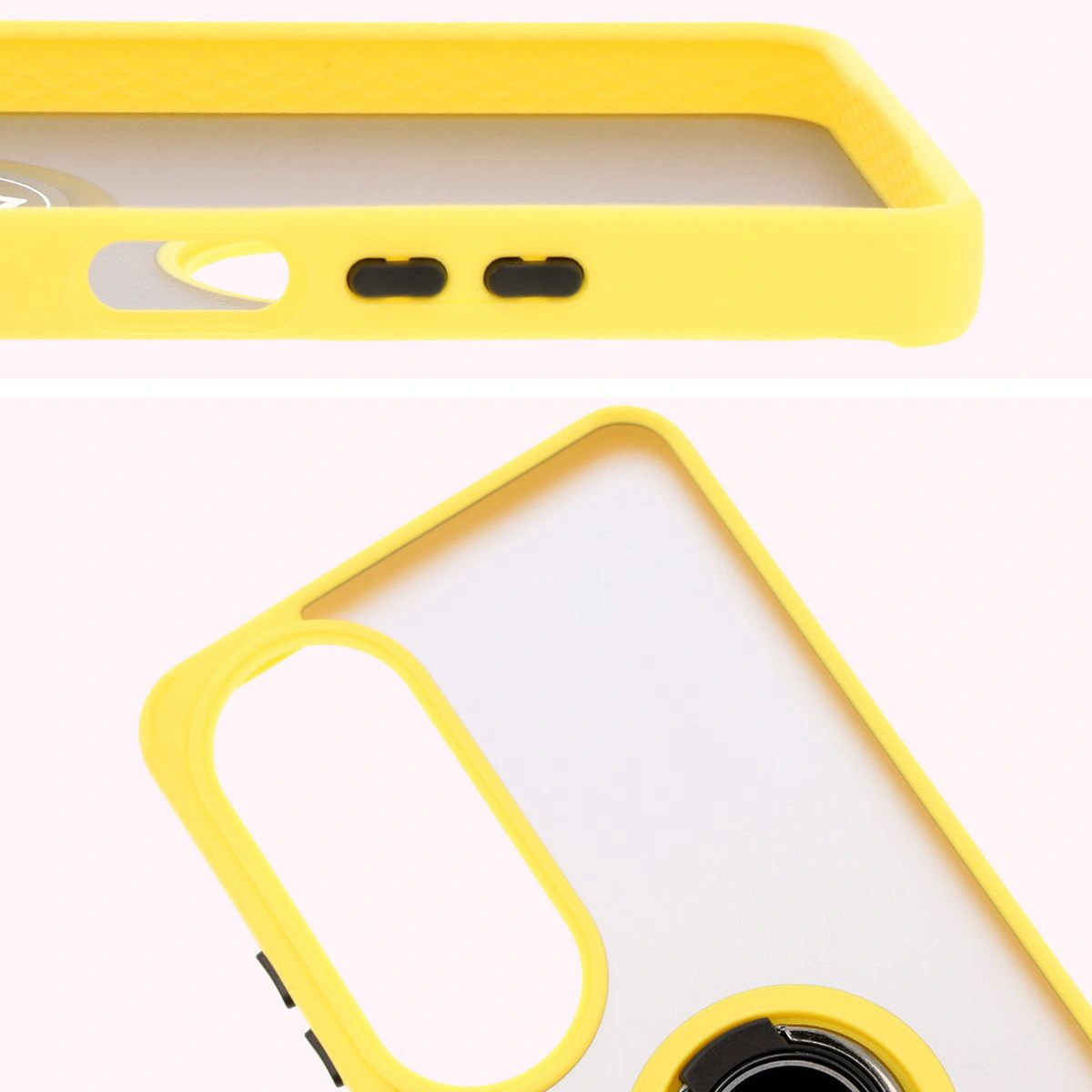 Kryt Bizon Case Hybrid Ring Oppo A60 4G smoky with a yellow frame