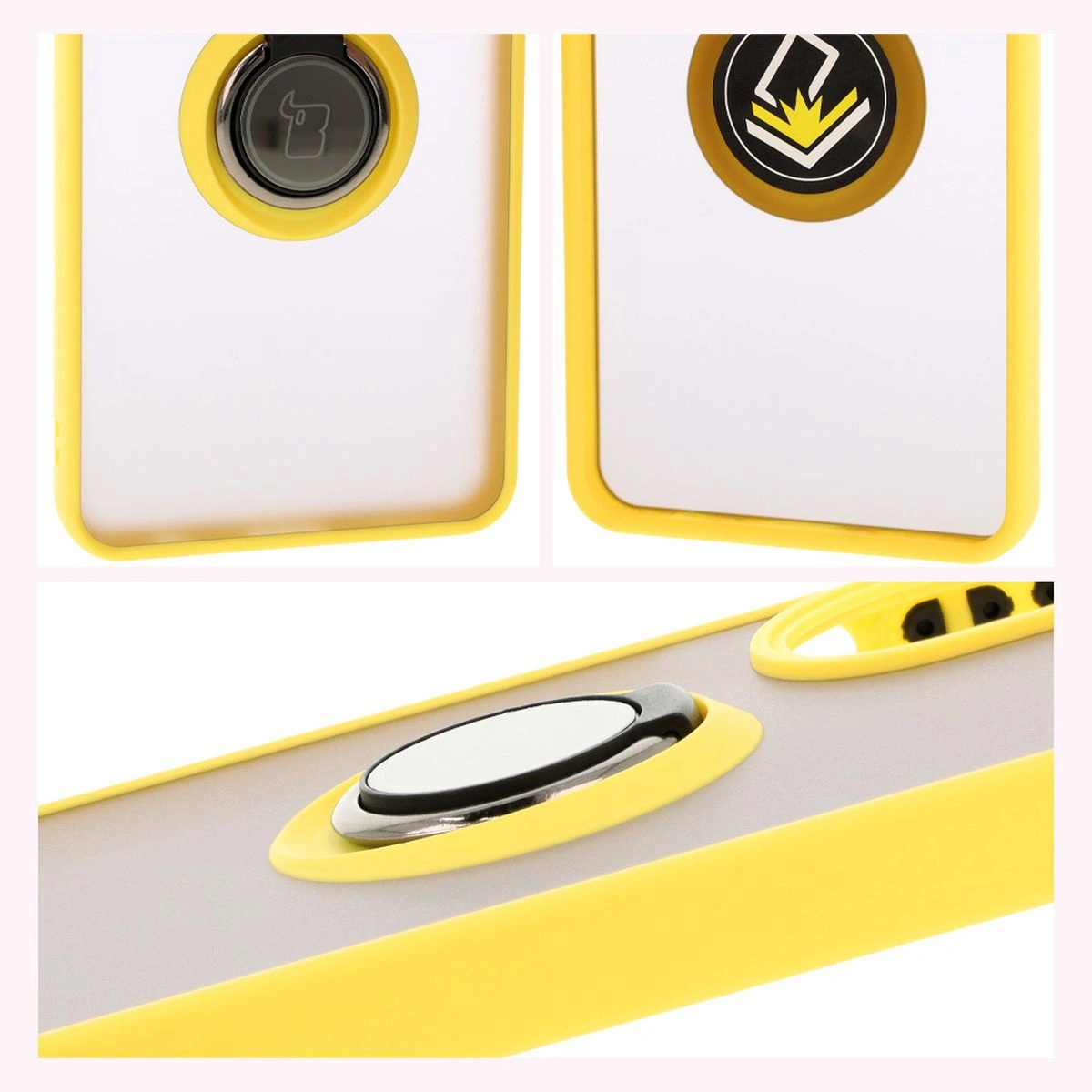 Kryt Bizon Case Hybrid Ring Oppo A60 4G smoky with a yellow frame