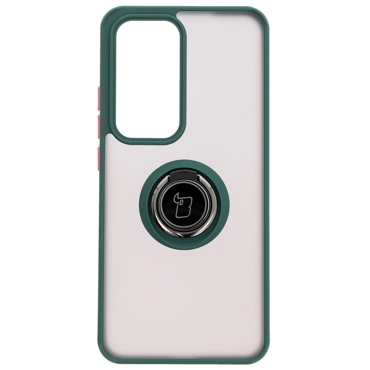 Kryt Bizon Case Hybrid Ring Oppo Reno 12 Pro smoky with a dark green frame