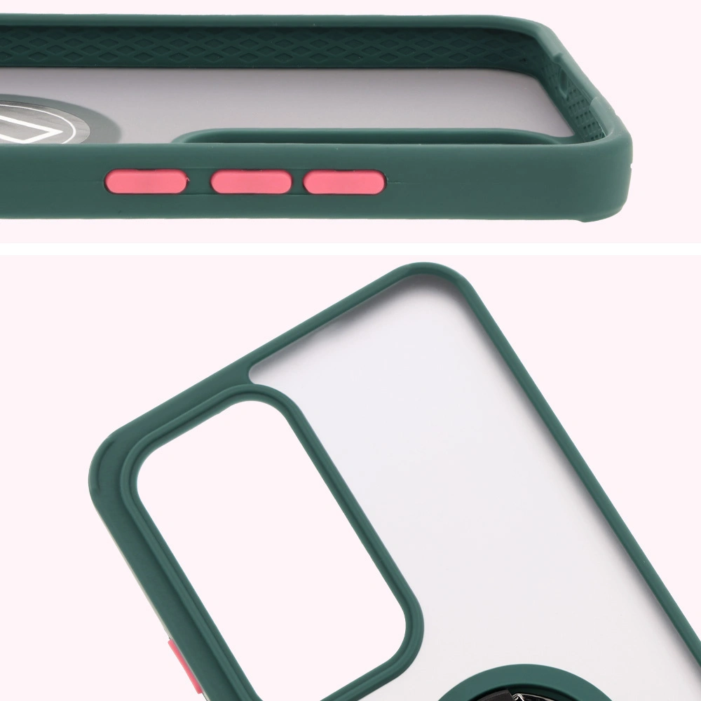 Kryt Bizon Case Hybrid Ring Oppo Reno 12 Pro smoky with a dark green frame