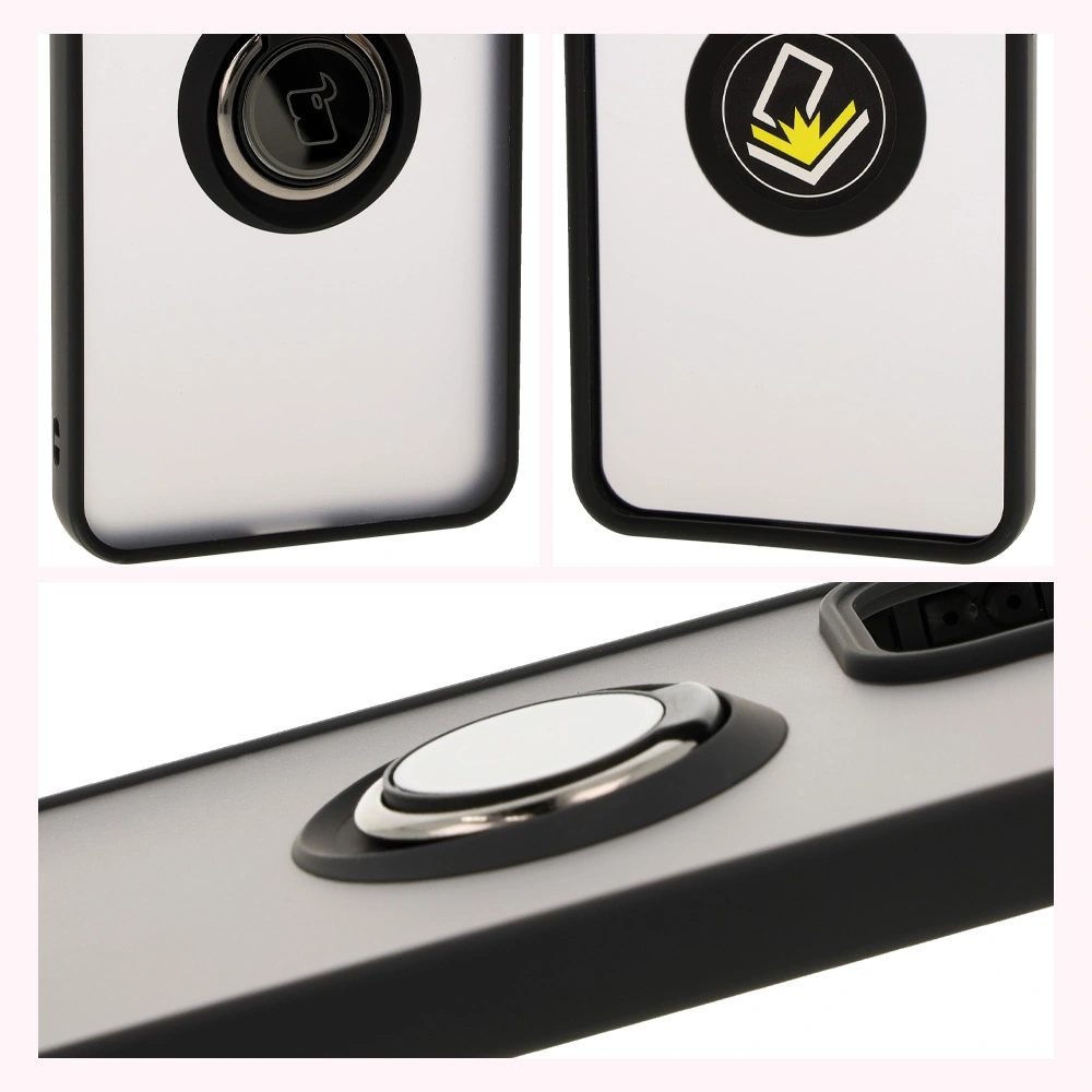 Kryt Bizon Case Hybrid Ring Oppo Reno 12 Pro smoky with a black frame