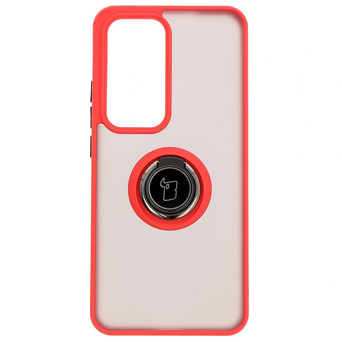 Kryt Bizon Case Hybrid Ring Oppo Reno 12 Pro smoky with a red frame