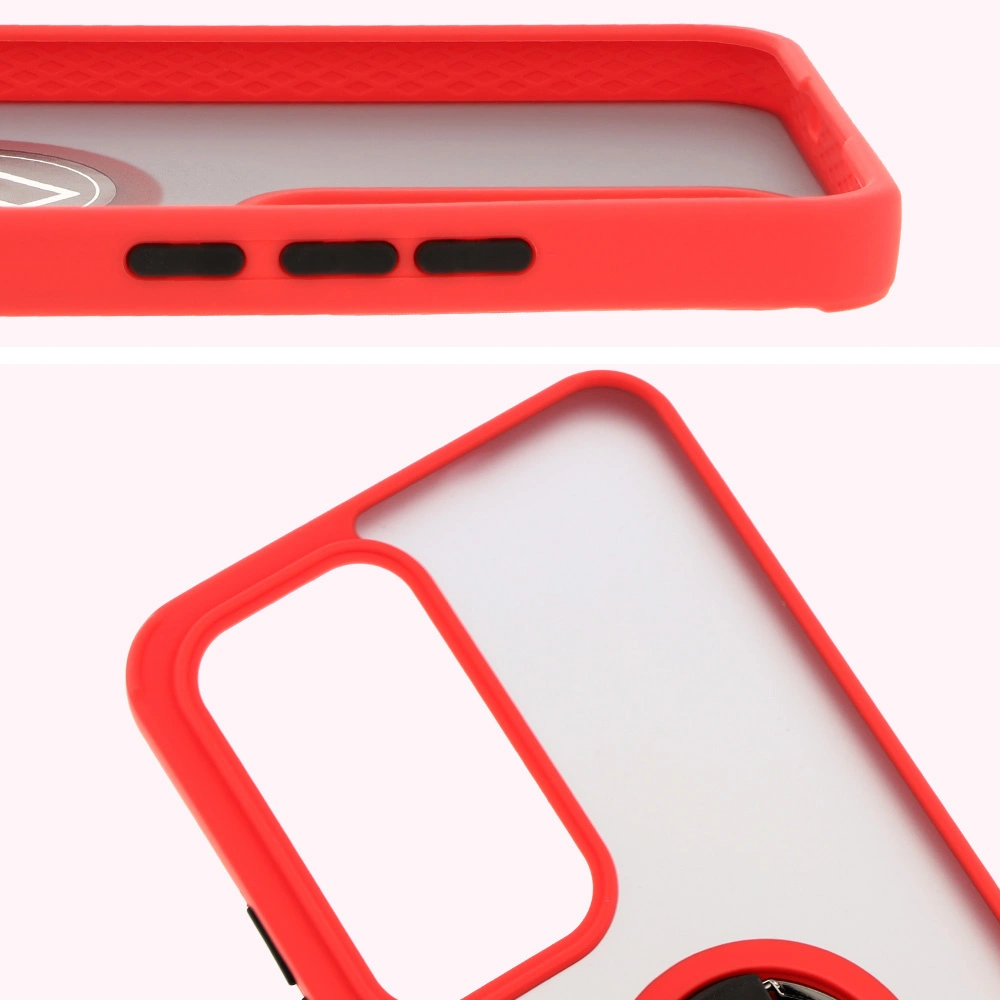 Kryt Bizon Case Hybrid Ring Oppo Reno 12 Pro smoky with a red frame