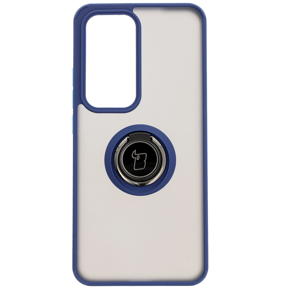 Kryt Bizon Case Hybrid Ring Oppo Reno 12 Pro smoky with a navy blue frame