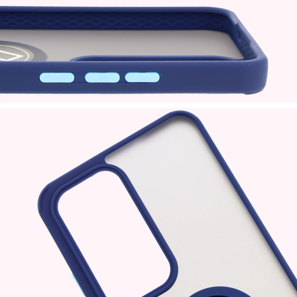 Kryt Bizon Case Hybrid Ring Oppo Reno 12 Pro smoky with a navy blue frame