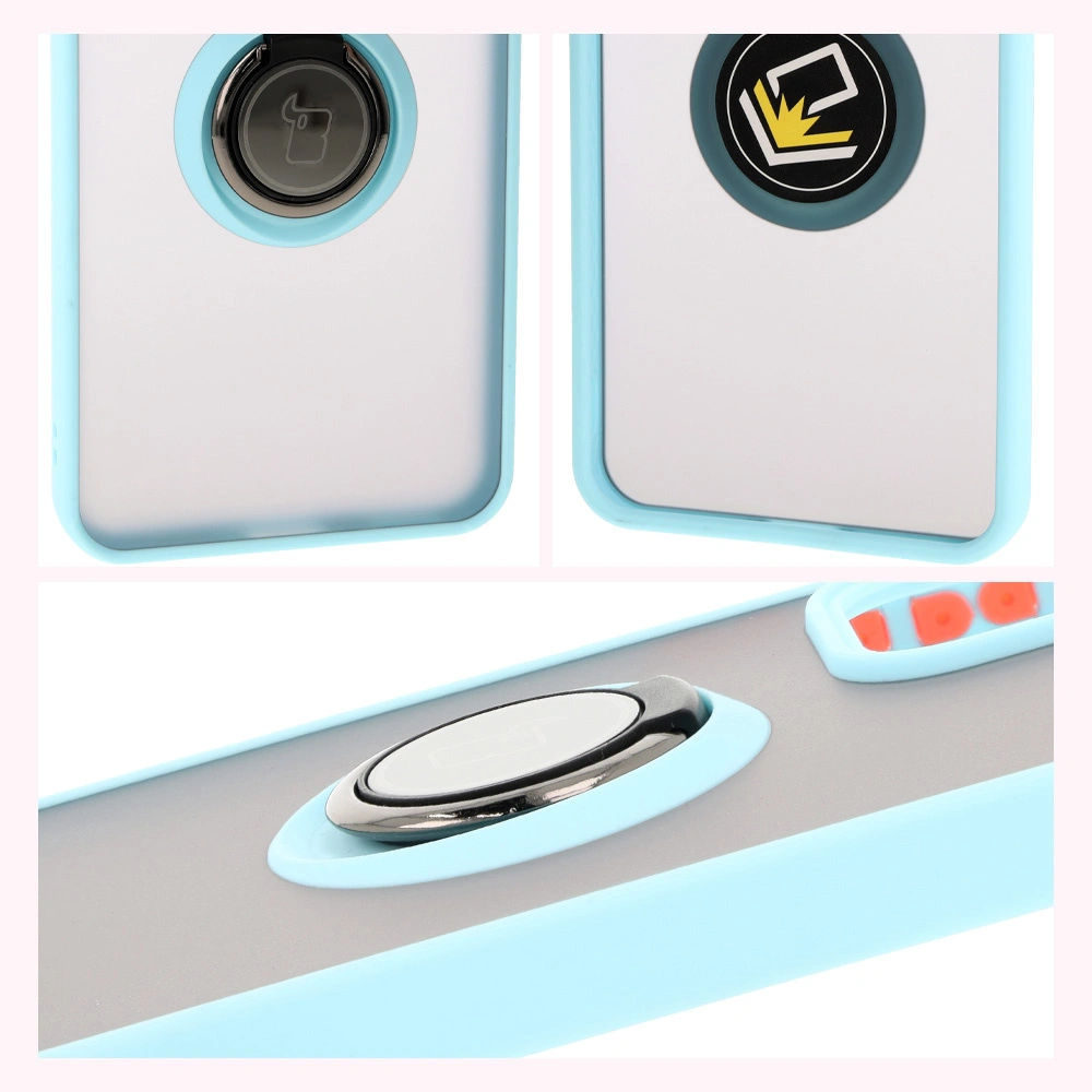 Kryt Bizon Case Hybrid Ring Oppo Reno 12 Pro smoky with a light blue frame