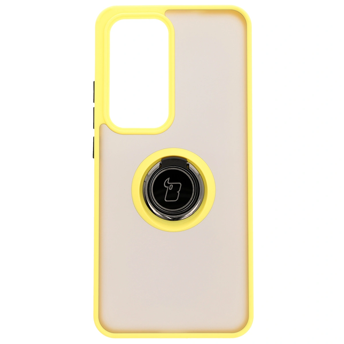 Kryt Bizon Case Hybrid Ring Oppo Reno 12 Pro smoky with a yellow frame